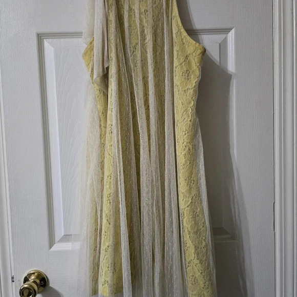 Ryu Tulle & Lace Crochet High Circle Neck Tie Mini Sheath Dress, Sz Large, EUC! - Picture 5 of 11